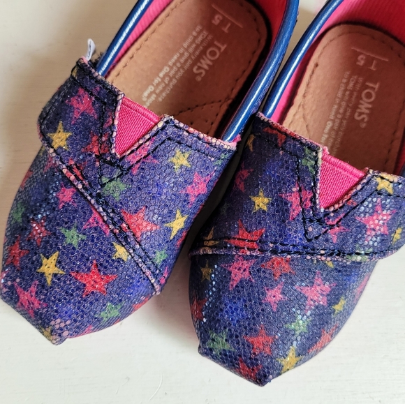 TOMS Toddler Girls Glitter Stars Classic Velcro 5T - Picture 6 of 9